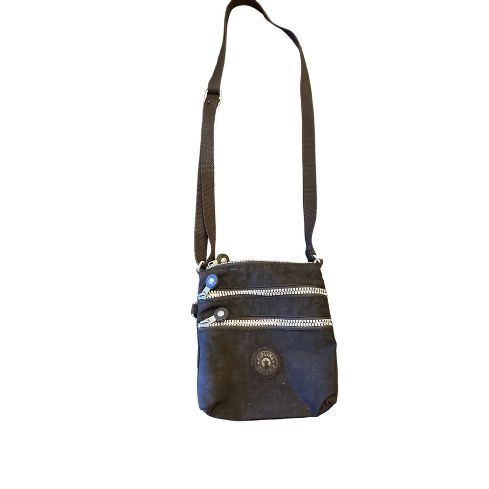 Kipling Black Mini Messenger Crossbody Adjustable Strap Multiple Zipper Pocket